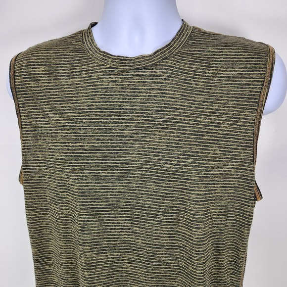 Prana Mens Large Hardesty Performance Tank Sleeveless Athletic Shirt Green Black - Picture 2 of 11